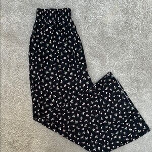 Jackson Rowe Floral Flowy Wide Leg Black High Waisted Pants, M